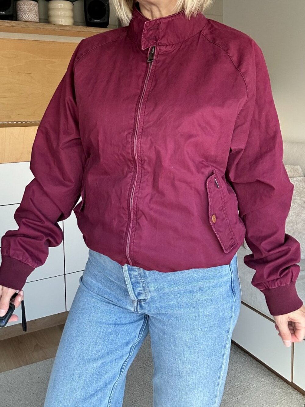 Ben Sherman Burgandy Lightweight Bomber Jacket Size Small